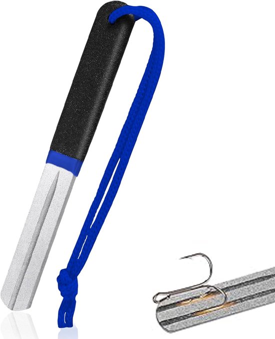 Hakenslijper (Blauwn) - Vishaak Slijpers - Vishaak Slijpen - Dubbelzijdige Bestand - Hakenvijl - Vissen Haak Slijper - Draagbare Slijpen - Dubbelzijdige Fijne En Medium Grit - Slijp zelf uw haken - Met Handvat en Ophanghaak - voor Buitenvissen van Merkloos