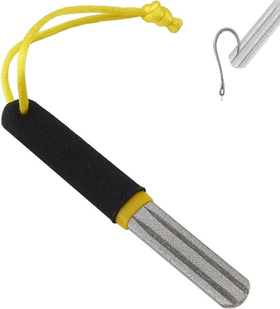 Hakenslijper (Geel) - Vishaak Slijpers - Vishaak Slijpen - Dubbelzijdige Bestand - Hakenvijl - Vissen Haak Slijper - Draagbare Slijpen - Dubbelzijdige Fijne En Medium Grit - Slijp zelf uw haken - Met Handvat en Ophanghaak - voor Buitenvissen van Merkloos