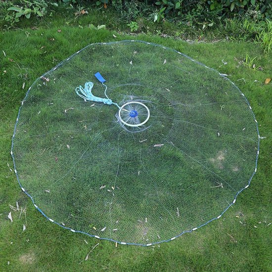 Hand Gooi Visnet - Schepnet Gegoten - Vissen Vangen - Monofilament Materiaal - 2.4 Meter Diameter - Grijs