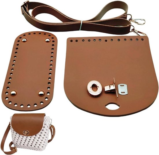 Handgemaakte Ovalen Handtas Bodemset met Verstelbare Schouderband en Flapdeksel - Ideaal voor Haken en Accessoires voor Crossbody Tassen en Portemonnees van Merkloos