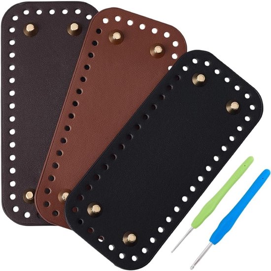 Handgemaakte PU leren handtas basisvorm met 2 haken en gaten voor DIY projecten - 5 stuks in 3 kleuren, ideaal voor breien en haken