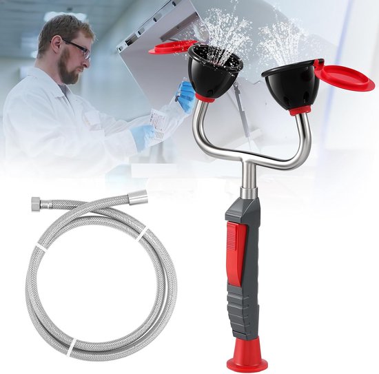 Handheld Noodspoelstation voor Ogen met Drench Hose - Veiligheidssysteem voor Laboratoria en Industrie met Continue Waterstroom