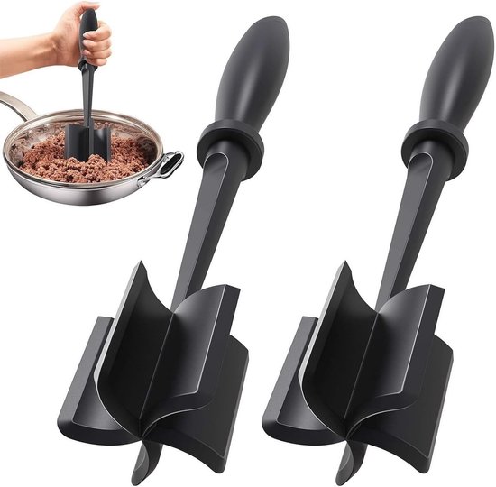 Handige vleesmolen set van 2 – RVS gehaktmolen en stamper voor hamburgers, rundvlees en aardappelpuree
