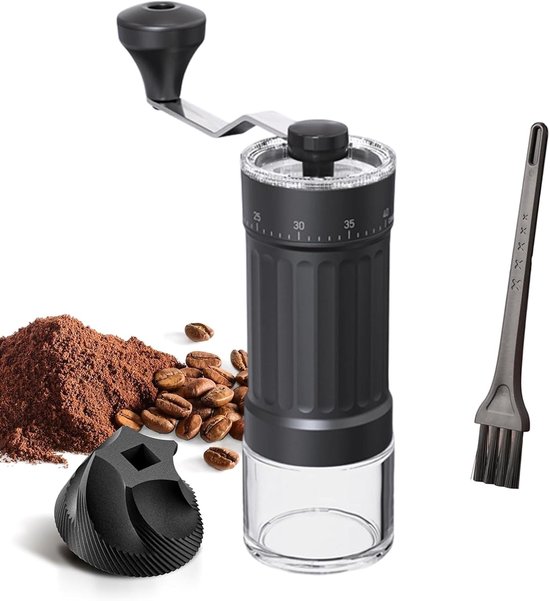 Handmatige koffiemolen met 40 instellingen en keramische schijf, ideaal voor espresso, filterkoffie en reizen, perfect voor camping en onderweg