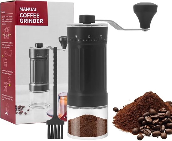 Handmatige Koffiemolen met 40 Instellingen voor Koffiebonen, Ideaal voor Thuis, Reizen en Kamperen