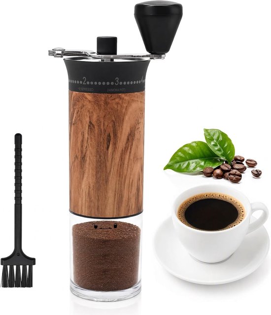 Handmatige koffiemolen met keramische maalschijven van roestvrij staal, perfect voor versgemalen koffie en barista-ervaring