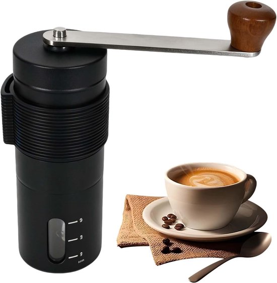 Handmatige Koffiemolen van RVS, Draagbare Koffiemolen met Precisie-instelling voor Espresso, French Press en Mocha, Ergonomische Crank voor Reizen en Kamperen