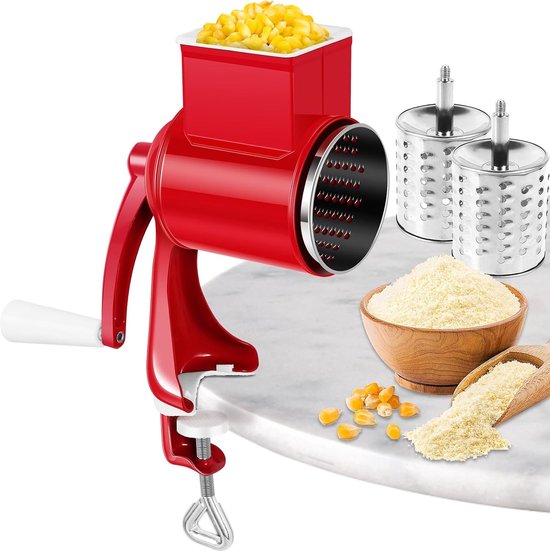 Handmatige Notenmolen en Pinda Grinder met RVS Crank, Verwijderbare Molenbladen voor Noten, Specerijen en Granen