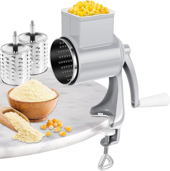 Handmatige Notenmolen met 2 Verwijderbare Molenbladen voor Noten, Specerijen en Groenten - Ideaal voor Amandelen, Maïs en Kaas van Merkloos