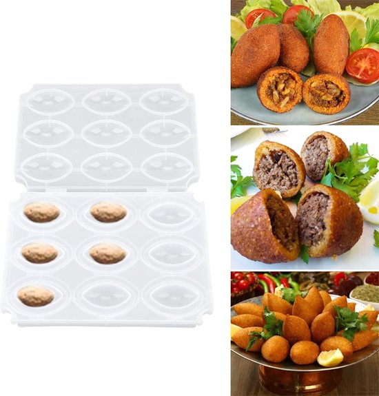 Handmatige Vleesmolen voor Gehaktballen en Meatloaf Maker met 9 Grids voor Zelfgemaakte Kibbeh Rollen en Vleesgerechten