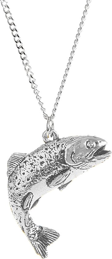Hanger Forel + Ketting Zilver 50 cm (Heren) Vishanger Vissenketting Zilveren Kettinkje Vis Vissen van Lucardi