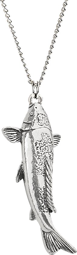 Hanger Koi Karper + Ketting Zilver 50 cm (Heren) Vishanger Vissenketting Zilveren Kettinkje Vis van Heruelen