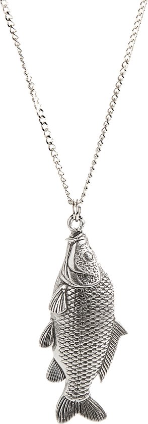 Hanger Schubkarper + Ketting Zilver 45 cm (Dames) Vishanger Vissenketting Zilveren Kettinkje Vis van Langard հրlatinum