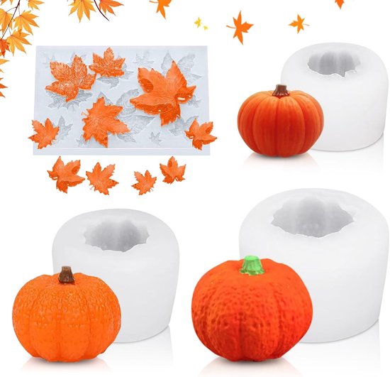 Harsvormen Halloween siliconen vorm 3D Halloween pompoenvorm Thanksgiving esdoornblad siliconen vorm herfst esdoornblad pompoen siliconen vormen voor Halloween en herfst decoratie,