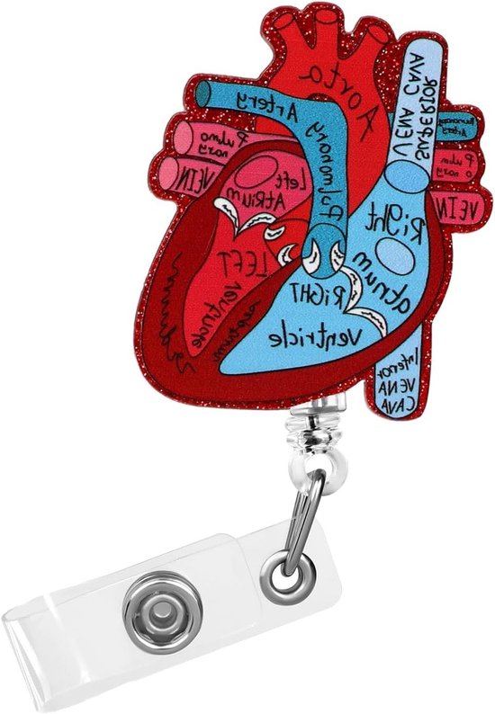 Hartvormige Badgehouder met Retractable Reel en ID Kaartclip voor Verpleegkundigen, Artsen en Studenten - Ideaal voor Medische Professionals en Onderwijs