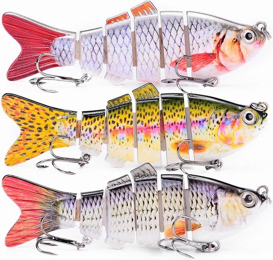 Hecht baars kunstaas set - 3 stuks in doos - roofvissen - Wobbler met scharnier - realistische loop van Hecht