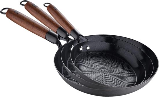 Hechtset Pannen MasterPro Odín 20 24 28 cm Geperst IJzer Antiaanbaklaag Acaciahouten Handvat Keramische Coating PFOA-vrij Hechtset van Merkloos