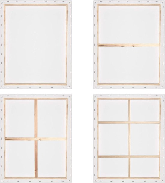 Hechtset Schildersdoeken 40x60 cm - Canvas Set 5 Canvassen 100% Katoen - Wit Spieraam - Vormvast & Zuurvrij Schildersdoek Hechtset van Merkloos