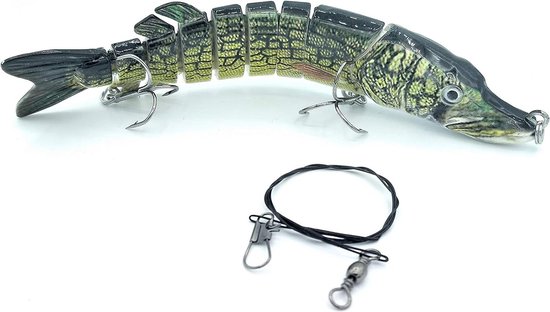 Hechtset SIMSA-Expert Hecht Wobbler Swimbait kunstaas Shad 15 cm 26 g stalen voorvak 30 cm set voor baars snoekbaars Hechtset van Merkloos
