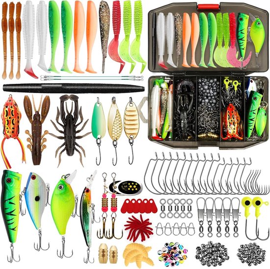Hechtset Vissen Lokt Set Met Tackle Box Voor Snoek Bass - Forel Makreel Kabeljauw Zee Vissen Accessoires Kit Inclusief Zachte Plastic Lokken Wormen Spinnerbaits Crankbaits Jigs Hoofd Haken Visgerei Hechtset van Hecht