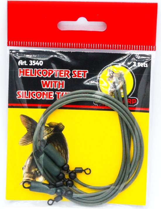 Helicopter set with Silicone Tubing - 3 sets - kant-en-klare helikopter rig set - Karper onderlijn - Rigmateriaal van Tunturun