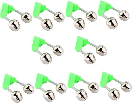 Hengel Alarm Klem Ring 10 STKS - Draagbare Vis Bite Clip voor Nachtvissen, Lichtgroen en Metalen Ontwerp van Merkloos