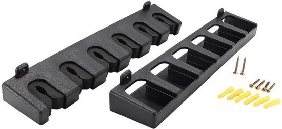 Hengel Display Rek - Wandgemonteerd - 6 Gaten - Stabiliserende Bevestigingsclips - Ondersteunende Groeven - Ruimtebesparend - Hengelhouder