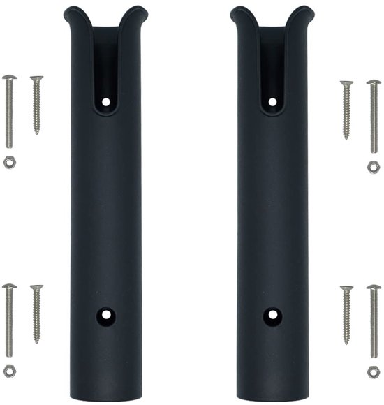 Hengel Houder Wandmontage - 2-Tube Zwart - Stevig en duurzaam - Ideaal voor bootaccessoires - ShopVlot