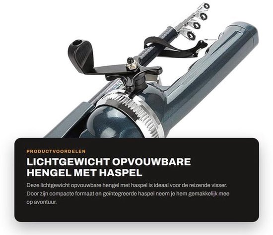 Hengel Lichtgewicht Kunststof - Opvouwbaar - Geïntegreerde Haspel - Accessoire voor Reizen - Zoutwater/Z zoetwatervissen - Schokbestendig - Visserijhengel