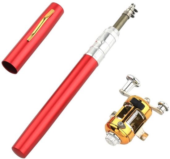 Hengel Lichtgewicht - Telescopische Hengel - Verstelbaar Roterend Wiel - 1m Lengte - 21cm Ingetrokken - Aluminiumlegering/Glasvezel - Visstok