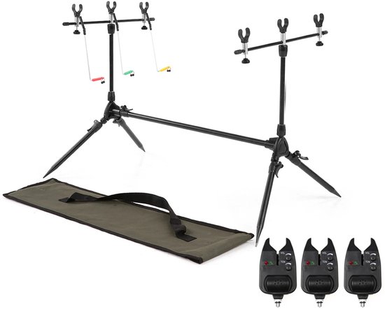 Hengel Pod Stand - Karperhouder - Verstelbare Hengelhouder - Inclusief Swingers & Draagtas - Lichtgewicht Aluminium