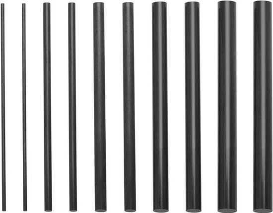 - Hengel Reparatieset - Koolstofvezel - 10-delige Set - Vliegvisserij - Massieve Hengel - Baitcasting - Spinning Hengel - 2mm 4mm 6mm 8mm 10mm - Geschikt voor Reparaties - Zwart Er zijn in totaal 10 onderdelen in deze set.