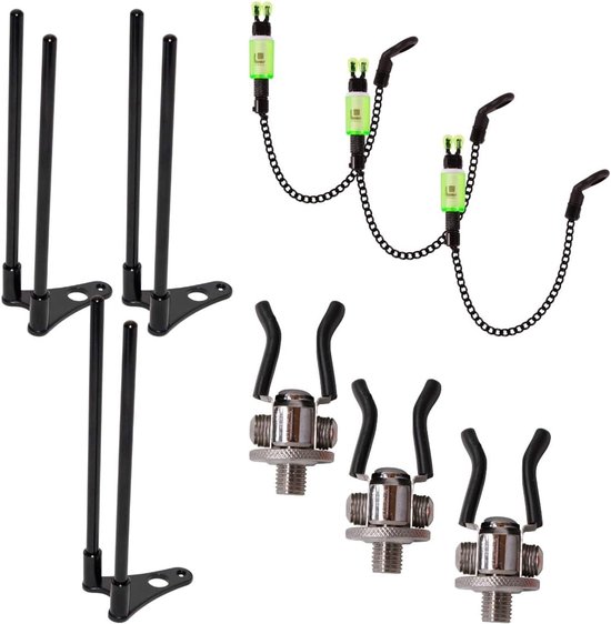 Hengel Set - Karper Accessoires - Stabiele Hengelopstelling - Complete Beetregistratie Set - 3x Snag Ears - Veelkleurig