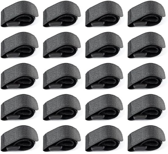 Hengelbanden - Set Hengelriemen - Elastisch En Veilig - Universeel Pasvorm - 20x2.5cm Zwart Nylon - 20 Stuks - Voor Vissen Golf En Badminton van Merkloos