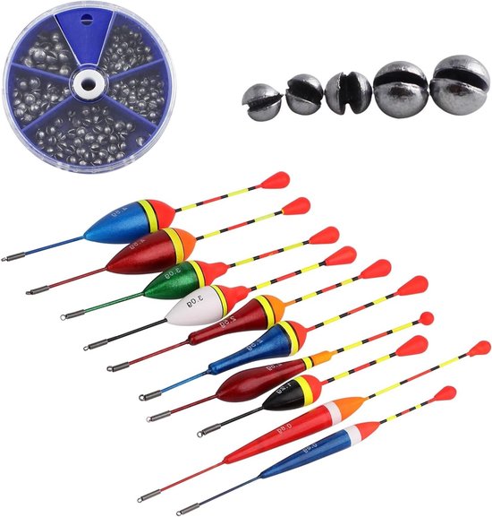 Hengeldobbers en Visloodjes Set: 10 Ballen, 100 Stuks, Perfect voor Bodemvissen in Meren en Vijvers van Merkloos