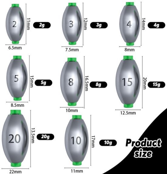 Hengelloodset 50 Stuks - Ovaal Design - Siliconen Stoppers - Visaccessoires - Outdoor Sporten - Verbeterde Worpafstand - Visgewichten