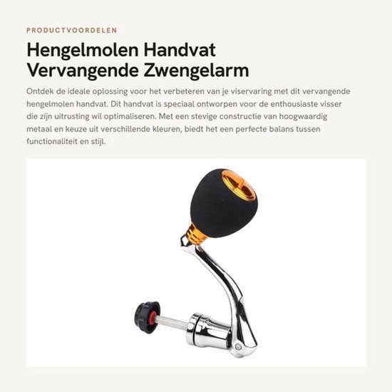Hengelmolen Vervanging - Zwengelarm/Greep - Geschikt voor Serie 2000/3000/4000/5000/6000 - Metaal - Lengte Medium 13,5 cm - Gewicht Medium 60 g - Vismolen