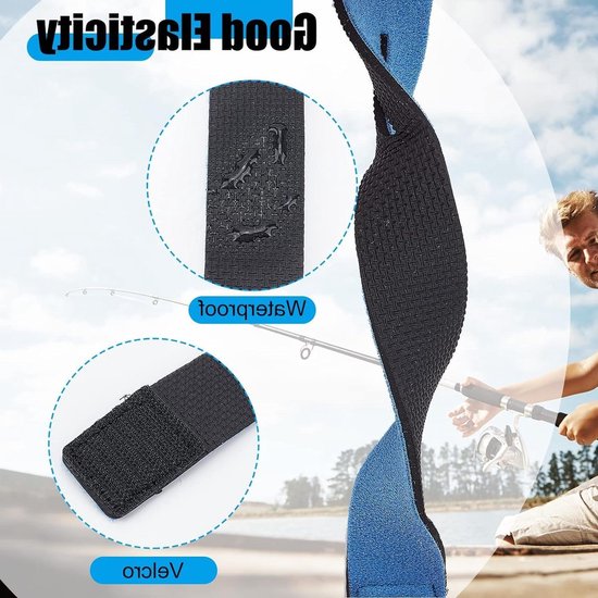 Hengelriem elastische banden - 12 stuks voor spinhengel, giethengel en vliegenhengel . van Amacoam