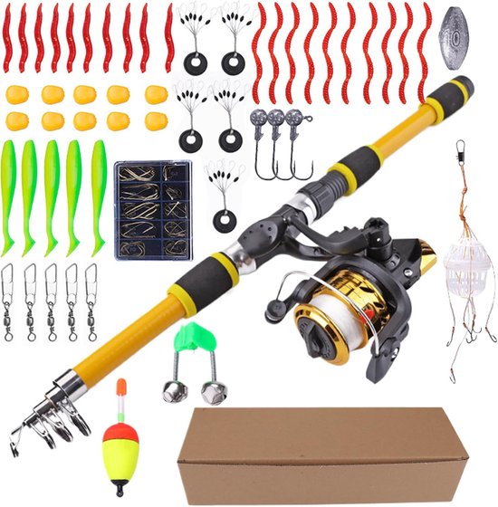 Hengelset - Vishengel set voor kinder - complete visset - 1.8m telescopisch - 2025 Nieuwe Stijl - Inclusief 55 Visaccessoires-Geschikt voor zowel beginnende als enthousiaste vissers van WiHi