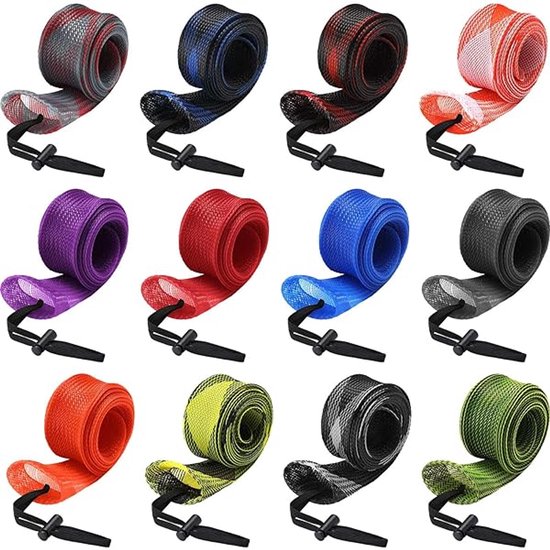 Hengelsokken - Hengelsokken Voor Hengels - Duurzaam Pet Materiaal - Elastische Bevestiging - 30mm Diameter 7 Ft Lengte - Set Van 12 Stuks - Compatibel Met Spin- En Baitcasthengels