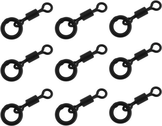 Hengelsport - Karper - 50 Stuks - Micro Ring Swivel - Reservoir Vissen - Accessoire - Geschikt voor Alle Hengels - Zwart