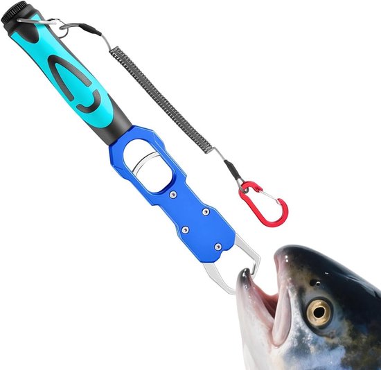 Hengelsport Liptang - Vishandgreep Visgrijper - Vissen Vangen - Geïntegreerde Weegschaal - Tot 18 kg - Blauw