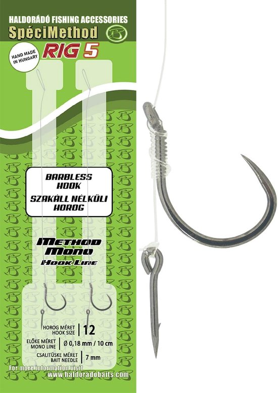 Hengelsport rig met haak maat 12 - 0.18mm lijn - barbless haak - ideaal voor method feeders - ShopVlot
