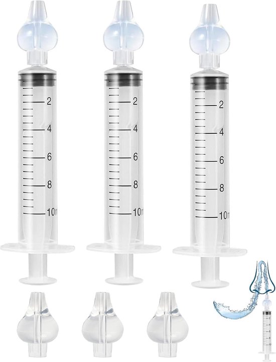 Herbruikbare neusspoelers met 10 ml capaciteit, professionele mondstukken en 3 spoelkoppen voor optimale neusreiniging en comfort
