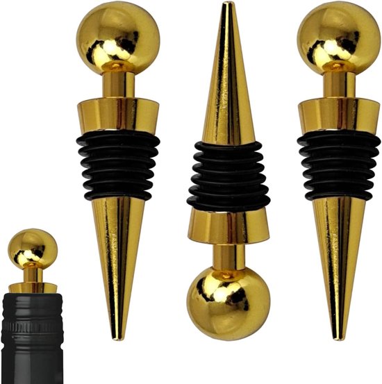 Herbruikbare Wijnfles Stopper Set van 3, Perfect voor Champagne, Prosecco en Bier, Gemaakt van Duurzaam Zinklegering