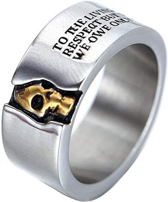 Heren roestvrij staal Cool Rock Half Face Skull Biker Ring Brede Band