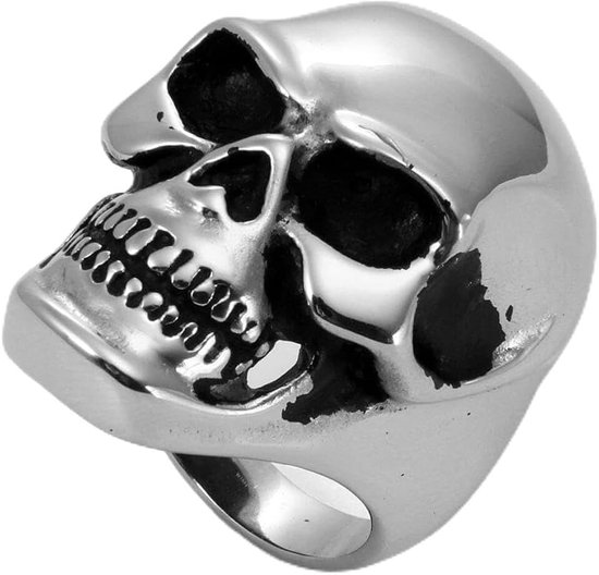Heren Skull Biker Ring: roestvrij staal grote en zware gepolijste schedel ringen band voor Halloween Valentijnsdag