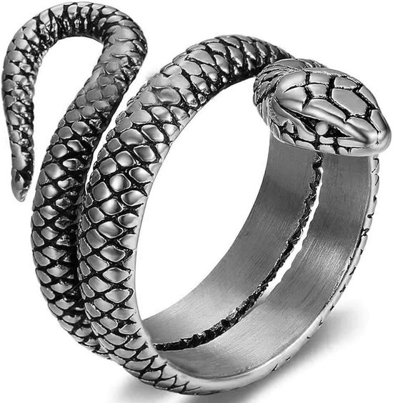 Herenring, duimring, herenring, herenring, grote brede slang, cocktailband, ring, bandring, zwart, zilver, goud, zegelring, gothic, motorrijder, bikeraccessoires, Roestvrij staal