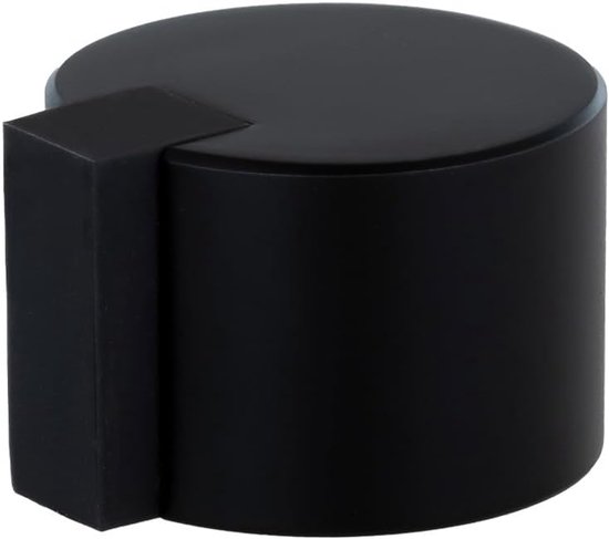 Herrajes| Deurstopper Voor Vloer | Ø28x28 mm | Zwart Gelakt Roestvrij Staal| Zwart Rubber | Zelfklevende Bevestiging | Mod. I-391