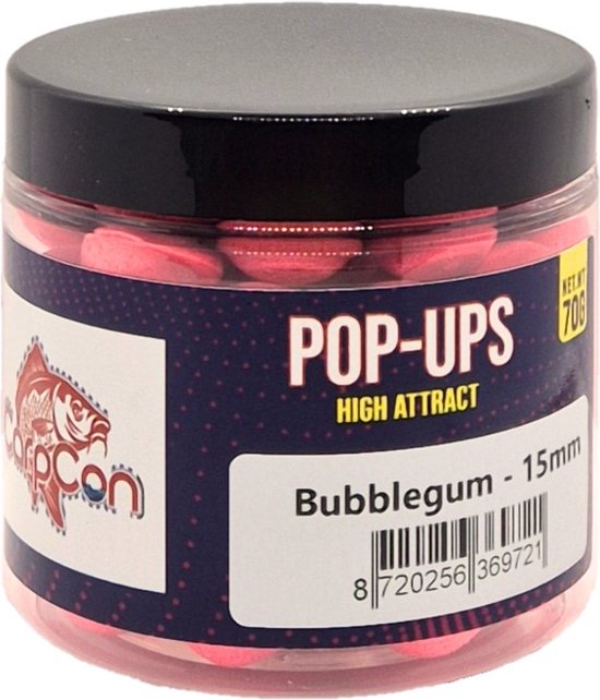 High Attract Fluo Pop Ups 'Bubblegum' - Fluo Roze - 15mm - 70g - Karper Aas/Boilies - Popups van Merkloos